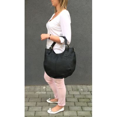 Polska szara / grafitowa A4 skórzana torebka skóra naturalna