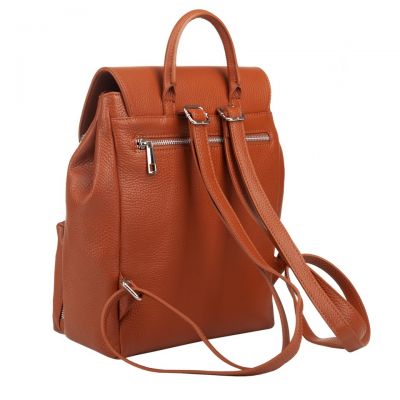 WŁOSKI rudy camel ELEGANCKI SKÓRZANY MODNY PLECAK 100% MIĘKKA SKÓRA NATURALNA