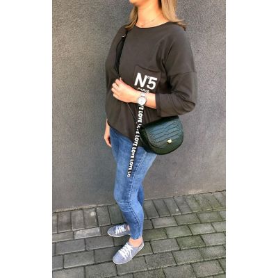 Włoska zielona skórzana listonoszka SKÓRA NATURALNA łuska krokodyl