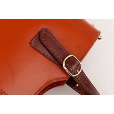Włoska camel ruda + brąz skórzana torebka shopper bag SKÓRA