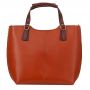 Włoska camel ruda + brąz skórzana torebka shopper bag SKÓRA