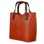 Włoska camel ruda + brąz skórzana torebka shopper bag SKÓRA