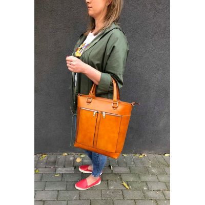 Włoska czerwona bordowa A4 duża skórzana klasyczna torebka XL SKÓRA NATURALNA