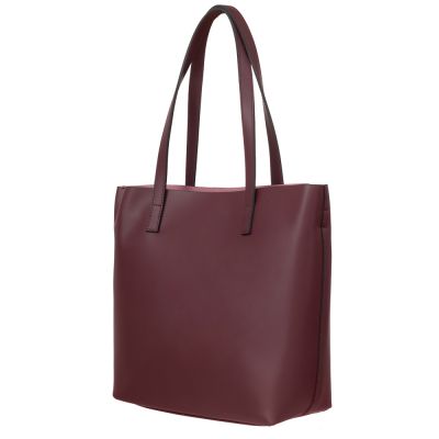 -25% Włoska A4 klasyczna bordowa wino skórzana torebka SKÓRA NATURALNA półmatowa shopper bag