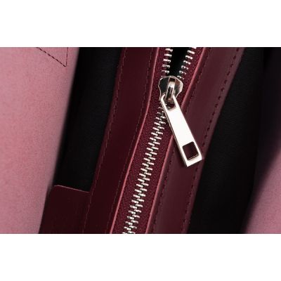 -25% Włoska A4 klasyczna bordowa wino skórzana torebka SKÓRA NATURALNA półmatowa shopper bag
