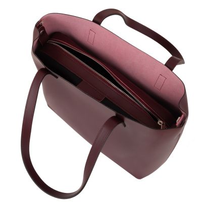 -25% Włoska A4 klasyczna bordowa wino skórzana torebka SKÓRA NATURALNA półmatowa shopper bag