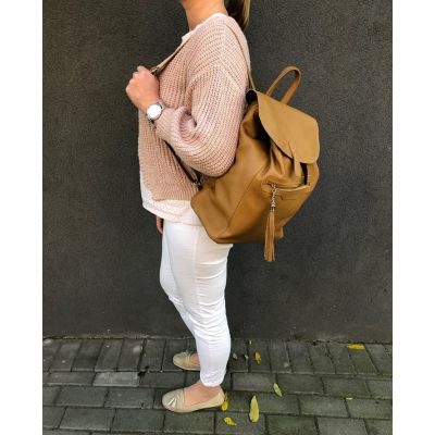 -25% Skórzany granatowy plecak torba A4 miękka SKÓRA NATURALNA