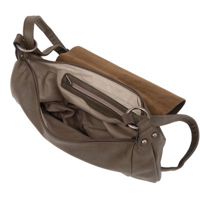 Flora&Co. oliwkowa khaki modna skórzana torebka listonoszka klapa boho HIT