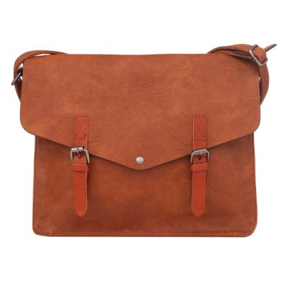 FLORA&CO camel ruda torebka listonoszka A4 miękka skóra pojemna torba