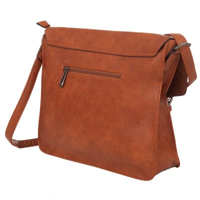 FLORA&CO camel ruda torebka listonoszka A4 miękka skóra pojemna torba
