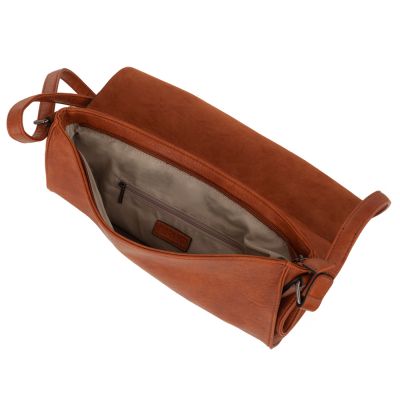 FLORA&CO camel ruda torebka listonoszka A4 miękka skóra pojemna torba