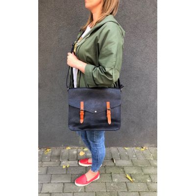 FLORA&CO taupe cappuccino torebka listonoszka A4 miękka skóra pojemna torba
