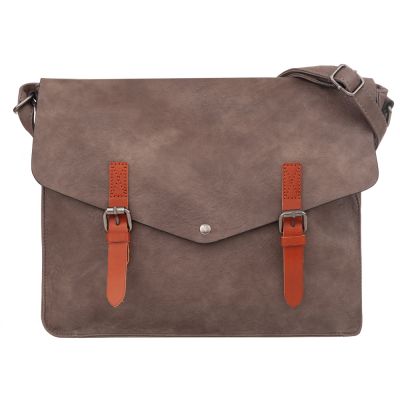 FLORA&CO taupe cappuccino torebka listonoszka A4 miękka skóra pojemna torba