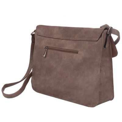 FLORA&CO taupe cappuccino torebka listonoszka A4 miękka skóra pojemna torba