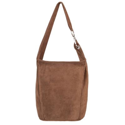cappuccino taupe zamszowa włoska torebka worek SKÓRA zamsz naturalny