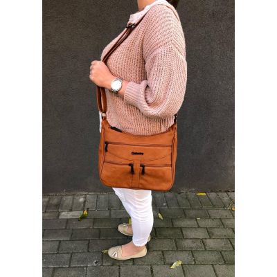 GALLANTRY cappuccino taupe modna pojemna torebka listonoszka kieszonki