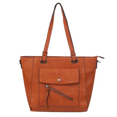 ELEGANCI A4 camel ruda klasyczna skórzana torebka torba