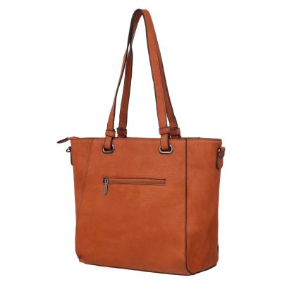 ELEGANCI A4 camel ruda klasyczna skórzana torebka torba
