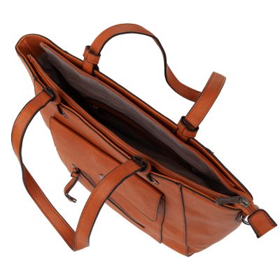 ELEGANCI A4 camel ruda klasyczna skórzana torebka torba