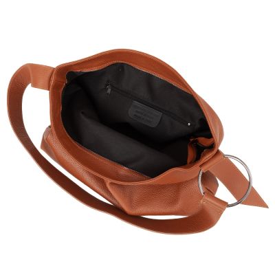 Włoska klasyczna skórzana torebka SKÓRA NATURALNA A4 torba worek CAMEL RUDA