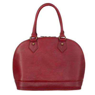 -45% DOMENICO - MADE IN ITALY Włoska bordowa czerwona skórzana torebka kuferek SKÓRA
