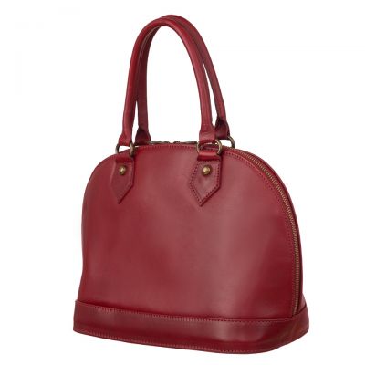 -45% DOMENICO - MADE IN ITALY Włoska bordowa czerwona skórzana torebka kuferek SKÓRA
