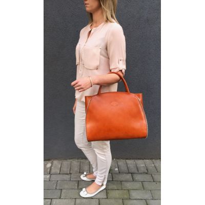 Vera Pelle - Włoska A4 czarna klasyczna elegancka torebka kuferek