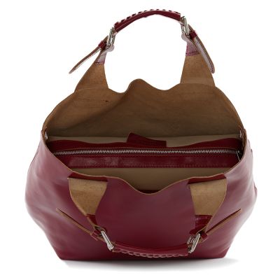 Włoska czerwona A4 klasyczna XL skórzana torebka shopper bag