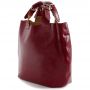 Włoska czerwona A4 klasyczna XL skórzana torebka shopper bag