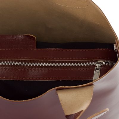 Włoska brązowa A4 klasyczna XL skórzana torebka shopper bag