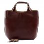 Włoska brązowa A4 klasyczna XL skórzana torebka shopper bag