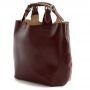Włoska brązowa A4 klasyczna XL skórzana torebka shopper bag