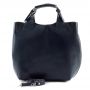 Włoska granatowa A4 klasyczna XL skórzana torebka shopper bag