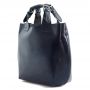 Włoska granatowa A4 klasyczna XL skórzana torebka shopper bag