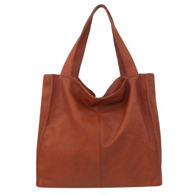 -35% camel ruda skórzana torebka XL miękka skóra naturalna