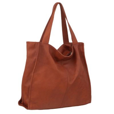 -35% camel ruda skórzana torebka XL miękka skóra naturalna