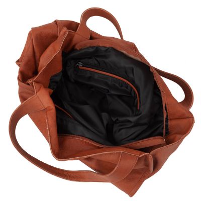 -35% camel ruda skórzana torebka XL miękka skóra naturalna