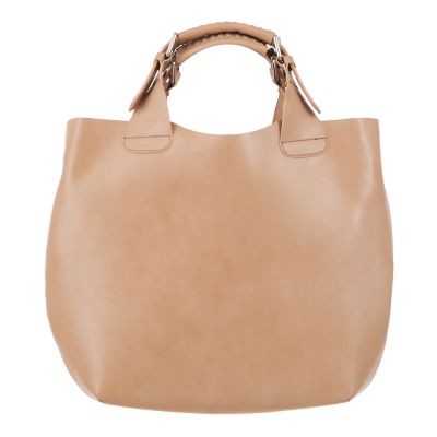 Włoska beżowa nude A4 klasyczna XL skórzana torebka shopper bag