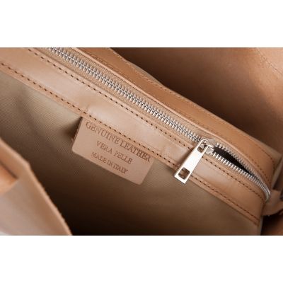 Włoska beżowa nude A4 klasyczna XL skórzana torebka shopper bag