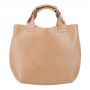 Włoska beżowa nude A4 klasyczna XL skórzana torebka shopper bag