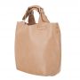 Włoska beżowa nude A4 klasyczna XL skórzana torebka shopper bag