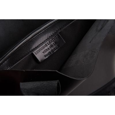 Włoska czarna A4 klasyczna XL skórzana torebka shopper bag
