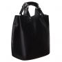 Włoska czarna A4 klasyczna XL skórzana torebka shopper bag