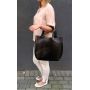 Włoska ruda / camel A4 klasyczna XL skórzana torebka shopper bag