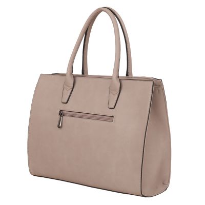 Flora&Co beżowa taupe klasyczna skórzana torba torebka pikowana