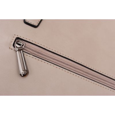 Flora&Co beżowa taupe klasyczna skórzana torba torebka pikowana