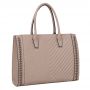 Flora&Co beżowa taupe klasyczna skórzana torba torebka pikowana
