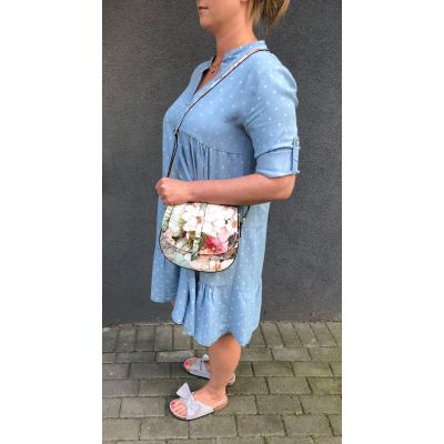 Vera Pelle - Włoska kolorowa kwiaty skórzana listonoszka torebka SKÓRA NATURALNA