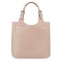 L'ARTIGIANO Włoska beżowa / nude A4 klasyczna skórzana torebka shopper bag