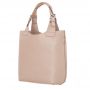 L'ARTIGIANO Włoska beżowa / nude A4 klasyczna skórzana torebka shopper bag